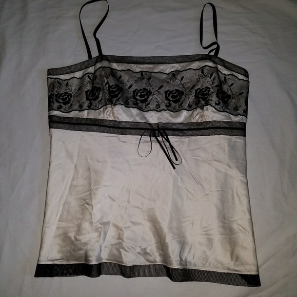 Ann Taylor Tops - Ann Taylor Ivory Black Lace Details Tank Shirt 14
